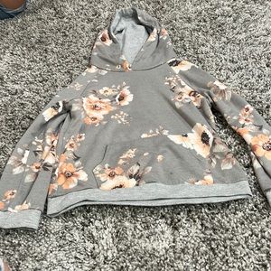 Gray Hoodie with Pink flowers